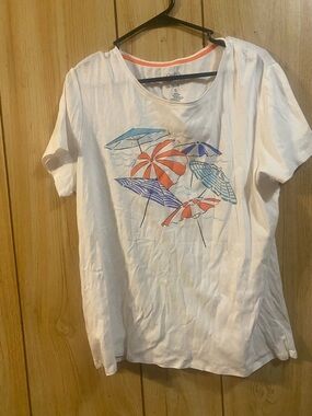 croft & barrow White Tee with Orange Trim